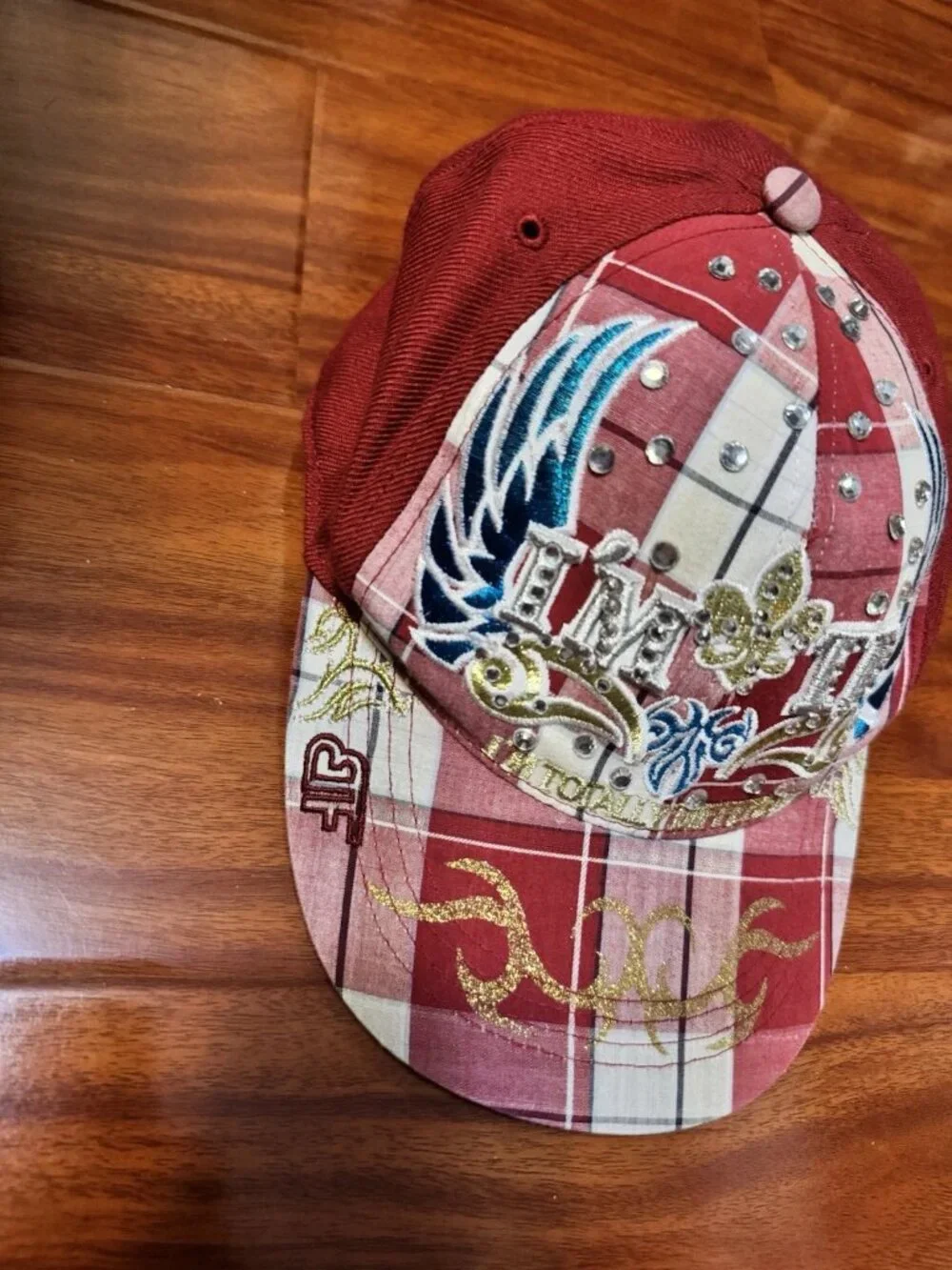 Vintage Red Plaid Ladies Cap - Wool Blend